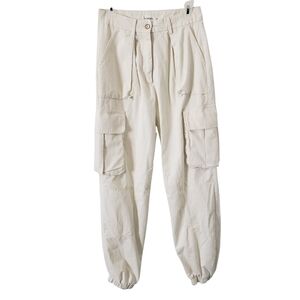 Modesees High Waist Multi-Pocket Cargo Pants Color Cream Women's Size Small